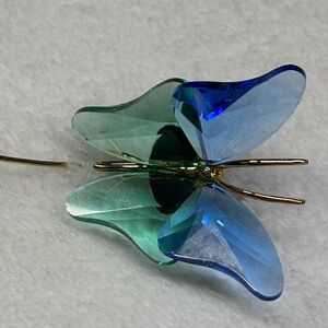Swarovski Gold and Blue-Green Butterfly Brooch